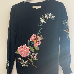 Loft - Floral Sweater - Black